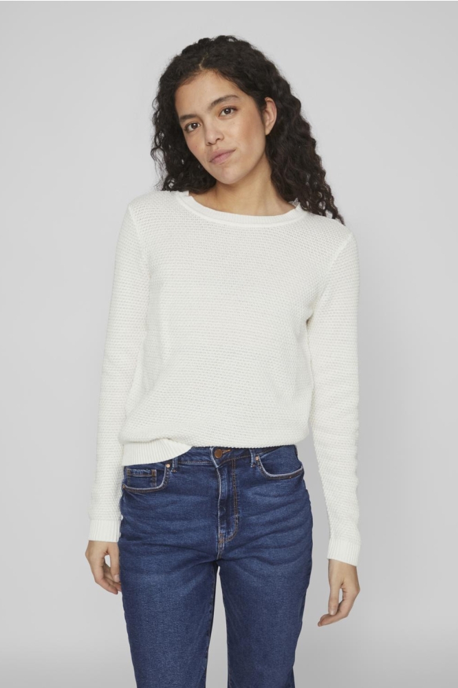 VIDALO O-NECK L/S KNIT TOP/SU - NOO 14082767 WHITE ALYSSUM